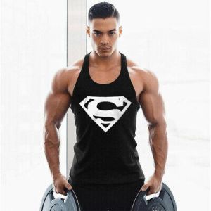 ספורט ועוד ! ביגוד ספורט לגברים Gym Men Cotton Bodybuilding Tank Top Fitness Singlet  Muscle Vest Black XL