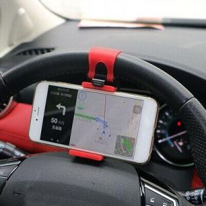 ספורט ועוד ! אביזרים לרכב 1× Car Interior GPS Phone Holder Mount Stand Steering Wheel Clip Accessories Red